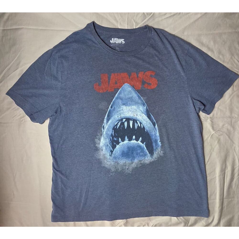 Jaws Movie Graphic T-Shirt Mens XL Gray Heather Short Sleeve Universal Studios